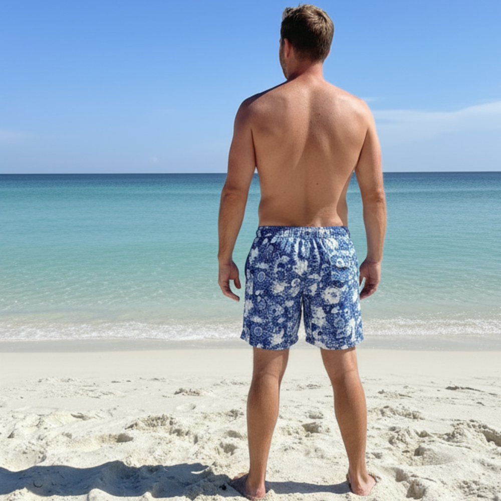 Men’s Broken Paisley Shorts with Drawstring and Pockets