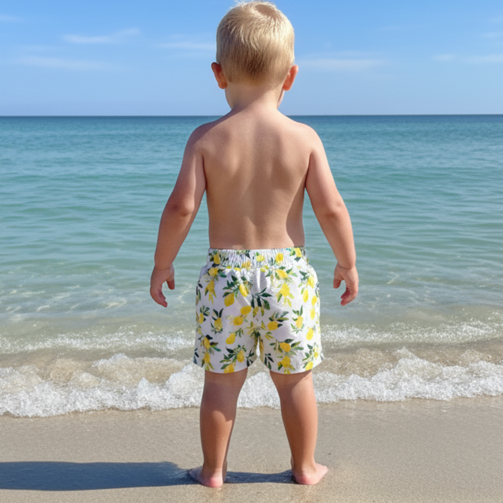 Kids Lemon Print Shorts with Drawstring
