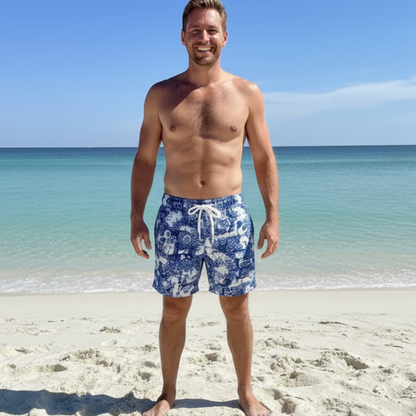 Men’s Broken Paisley Shorts with Drawstring and Pockets